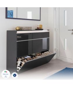 Web Furniture Scarpiera Magic Moderna Antracite Lucido 120 cm - Design Italiano