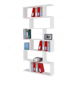 Web Furniture - Libreria Moderna Bianco Lucido Calli 191,8x84x24,6 cm
