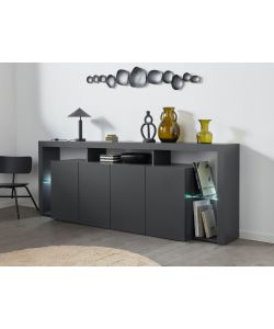 Web Furniture Credenza Essential Sideboard 4 Ante 220 Antracite Opaco - 220x40x80 cm