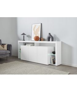 Web Furniture Credenza Essential Sideboard 3 Ante 200 Bianco Laccato - 200x40x80 - Arredo Moderno