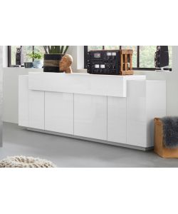 Credenza Corona Moderna 4 Ante Battente 1 Anta Ribalta Bianco E Bianco Laccato