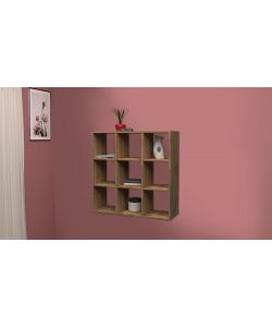 Web Furniture - Libreria sospesa Maruska in Acero Wotan 90x25 cm