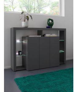 Web Furniture Credenza Essential Highboard 3 Ante 150 Antracite Opaco - 150x40x100 cm