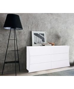 Web Furniture Com Moderno Arco 150 cm Bianco Lucido con 6 Cassetti
