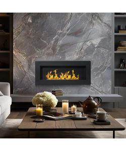 Divina Fire Camino a Bioetanolo da Parete - Nero - 90x12x40 cm