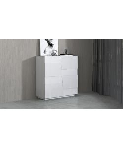 Web Furniture Credenza Pongo Highboard 120 Bianco Laccato - 120x44x126