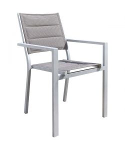 Sedia Osaka da Giardino - Bianco e Beige con Braccioli - Design Moderno e Resistente - Comfort per Esterni