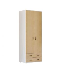 Armadio Lugano doppia anta in ciliegio Olmo con cassetti - 207x80x52 cm