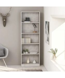 Libreria 5 Ripiani in Nobilitato Tela Acciaio - 57x25x186 cm
