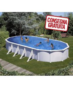 Piscina Ovale Acciaio Bianca 1000 x 550 x 132 h cm