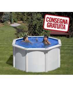 Piscina Tonda Acciaio Bianca  240 x 120 h cm