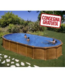 Piscina Ovale Acciaio Legno 730 x 375 x 132 h cm