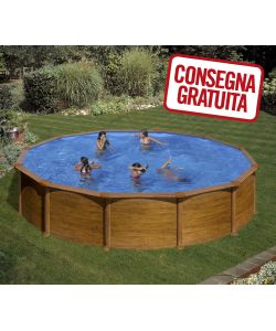 Piscina Tonda Acciaio Legno  550 x 132 h cm