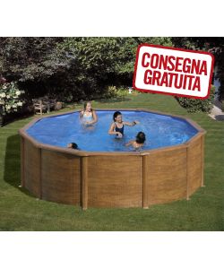 Piscina Tonda Acciaio Legno  350 x 120 h cm