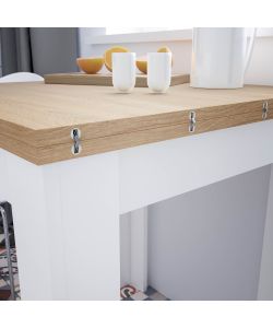 Fores Tavolo Ausiliare Estensibile Rovere Canadian e Bianco 67/135 cm
