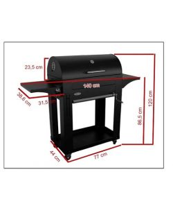 Barbecue a carbone con coperchio forno - 3 griglie cromate