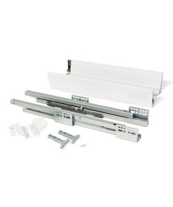 Emuca Kit cassetto per mobile, altezza 83 mm, prof. 350 mm, Acciaio, Bianco