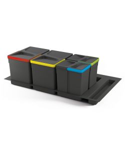 Emuca Set Contenitori Raccolta Differenziata - Grigio Antracite - 12L+7L