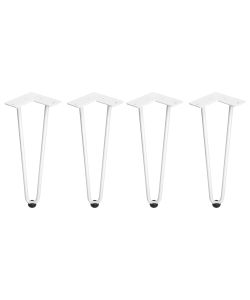 Set di quattro gambe Hairpin con 2 aste da tavolo, altezza 400 mm, verniciate di bianco