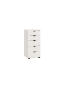 Swiss Cassettiera Bianca 5 Cassetti - Truciolare Melaminico - 45x40x95 cm