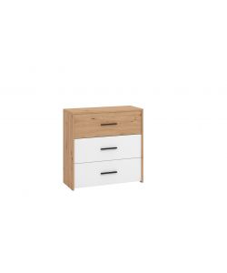 Cassettiera Bicolor 3 Cassetti - Rovere e Bianco - 80,5x33x80,5 cm