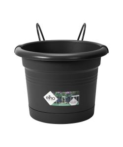 Elho Balconiere Green Basics Nero - Vaso con Supporto per Ringhiere