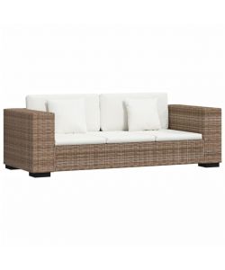vidaXL Divano in Rattan - Marrone - 3 Posti