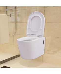 WC a Muro con Sciacquone Nascosto in Ceramica Bianco