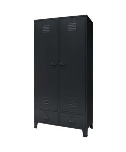 vidaXL Armadio Industriale Nero - Metallo 90x40x180 cm con Appendiera e Cassetti