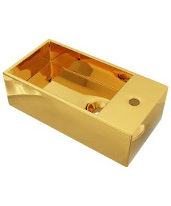 Lavandino con Troppopieno 49x25x15 cm in Ceramica Oro