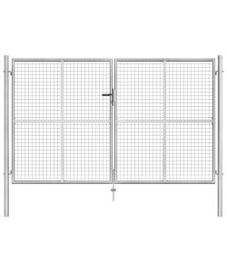 Cancello per Giardino in Acciaio Zincato 306x200 cm Argento