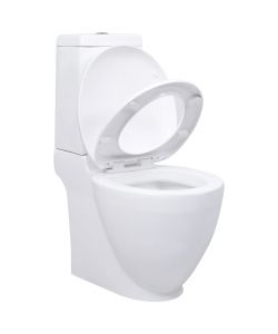 Vaso WC in Ceramica Base con Scarico Dietro Bianco
