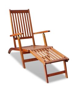 vidaXL Sdraio da Giardino in Legno di Acacia con Poggiapiedi - Marrone