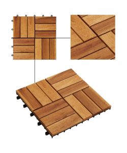 Set 20 Piastrelle in legno di acacia per pavimento 30 x 30 cm