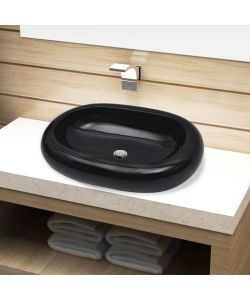 Lavandino da bagno in ceramica ovale nero