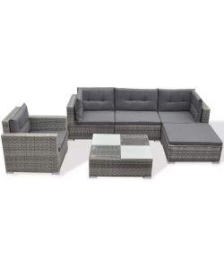 vidaXL Set Divani da Giardino in Polyrattan - Grigio - 6 pezzi