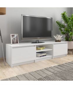 Mobile TV Bianco Lucido 140x40x35,5 cm in Truciolato