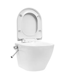 Toilette senza Bordo Sospesa con Funzione Bidet Ceramica Bianca