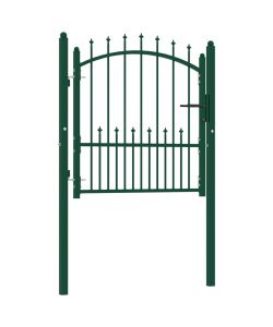 Cancello per Recinzione con Punte in Acciaio 100x100 cm Verde 146393