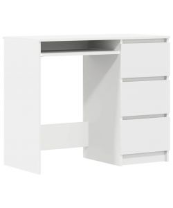 vidaXL Scrivania Bianca in Truciolato con Cassetti - 90x45x76 cm