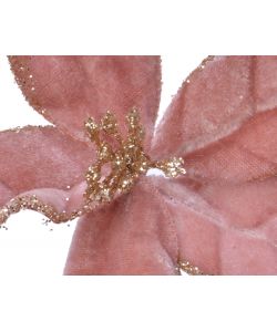 Clip stella di natale 11x2 cm velluto rosa