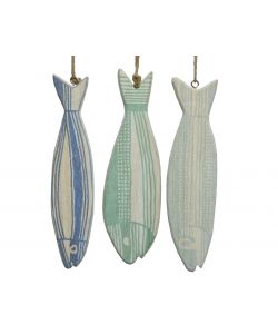 Decoro pesce in legno 1,5x8x h28 cm colori assortiti