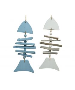 Decoro pesce in legno 12x2x h29 cm colori assortiti