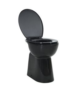 WC Sospeso con Design Senza Bordi 7 cm Pi Alto Ceramica Nera