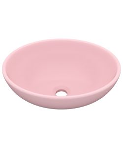 Lavandino Lusso Ovale Rosa Opaco 40x33 cm in Ceramica