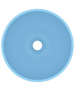 Lavandino Lusso Rotondo Azzurro Opaco 32,5x14 cm in Ceramica