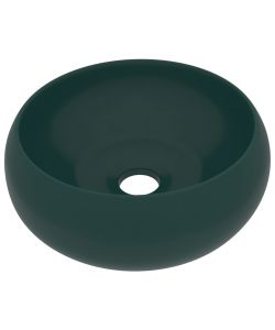 Lavandino Lusso Rotondo Verde Scuro Opaco 40x15 cm in Ceramica
