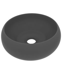 Lavandino Lusso Rotondo Grigio Scuro Opaco 40x15 cm in Ceramica