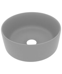 Lavandino Lusso Rotondo Grigio Chiaro Opaco 40x15cm in Ceramica