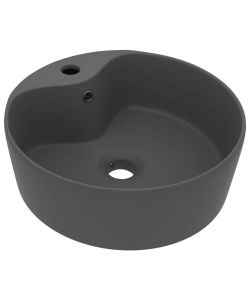 Lavandino con Troppopieno Grigio Scuro Opaco 36x13 cm Ceramica